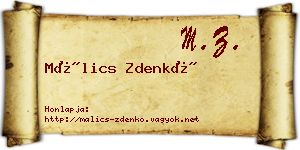 Málics Zdenkó névjegykártya
